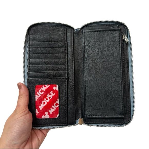 Disney Parks Loungefly Mickey Mouse Denim Zip Around Lay Flat Wallet - Picture 8 of 9